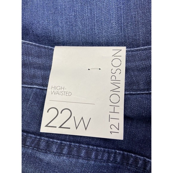 NEW 12 Thompson High Waisted Denim Jeans Dark Wash Stretch Womens Plus Size 22W - Picture 3 of 9